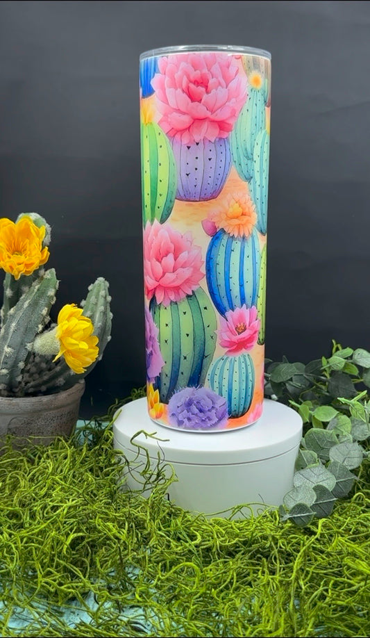 Pastel Cactus Skinny Tumbler