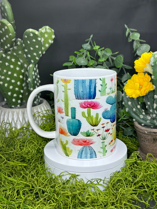 Pastel Cactus White 15oz Mug