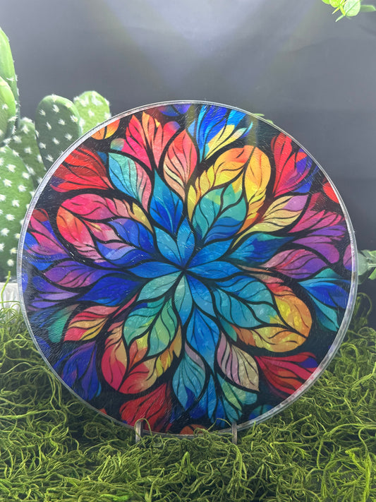 Colorful Stained Glass Round Glass Plate