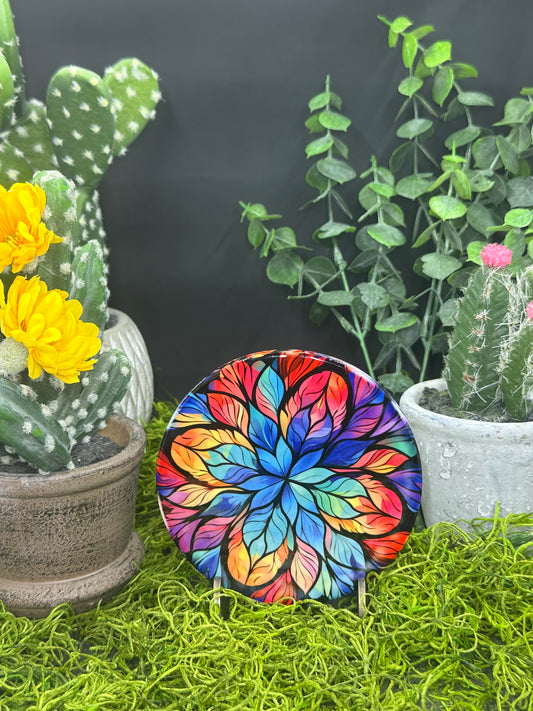 Colorful Stained Glass Ceramic, Round Coaster