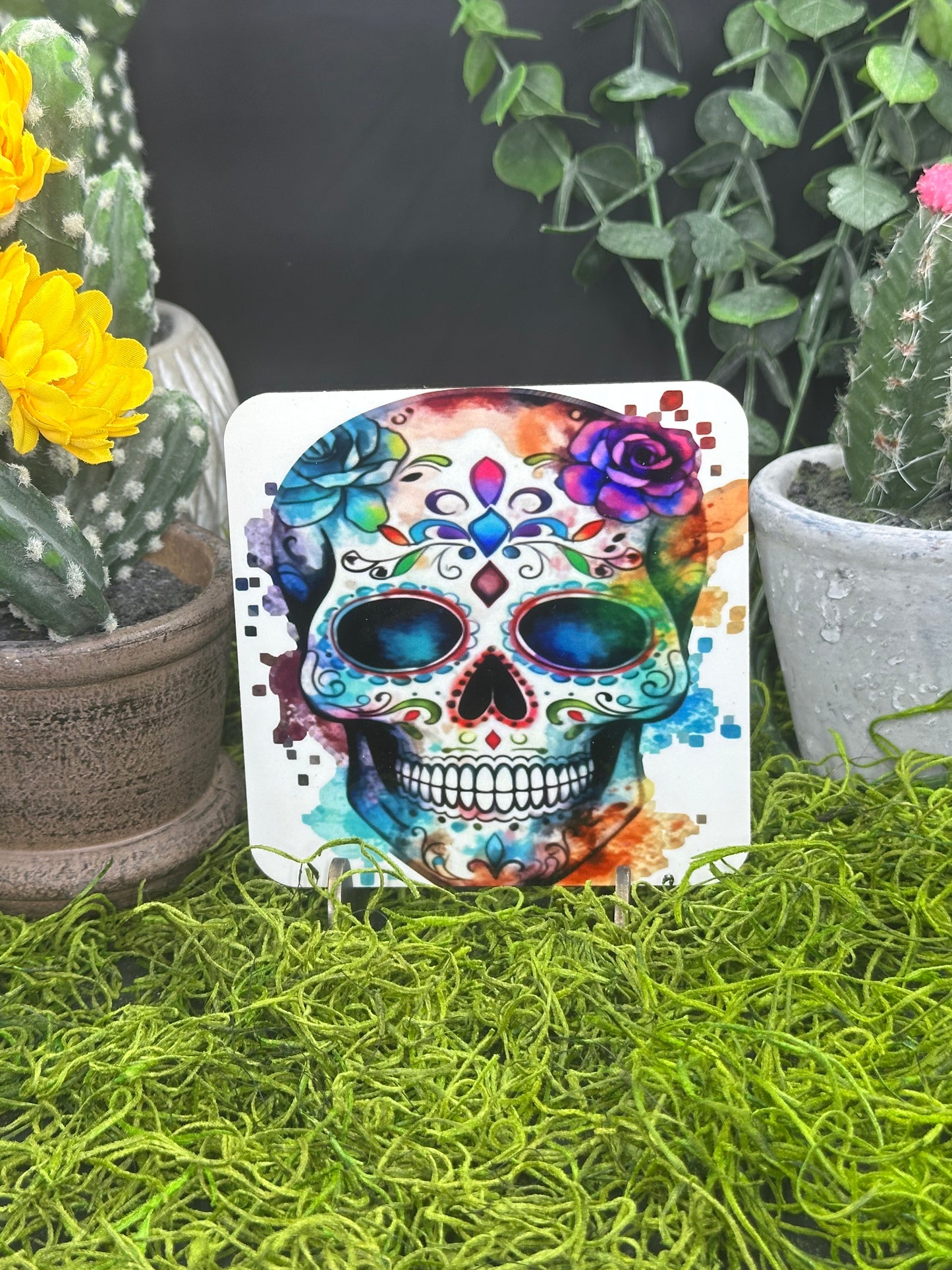 Floral Sugar Skull #1 PDF, Square Coaster