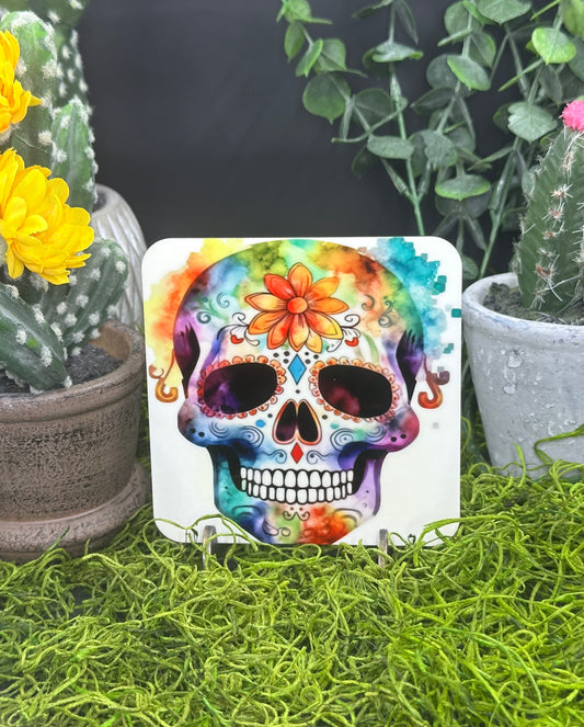 Floral Sugar Skull #2 PDF, Square Coaster