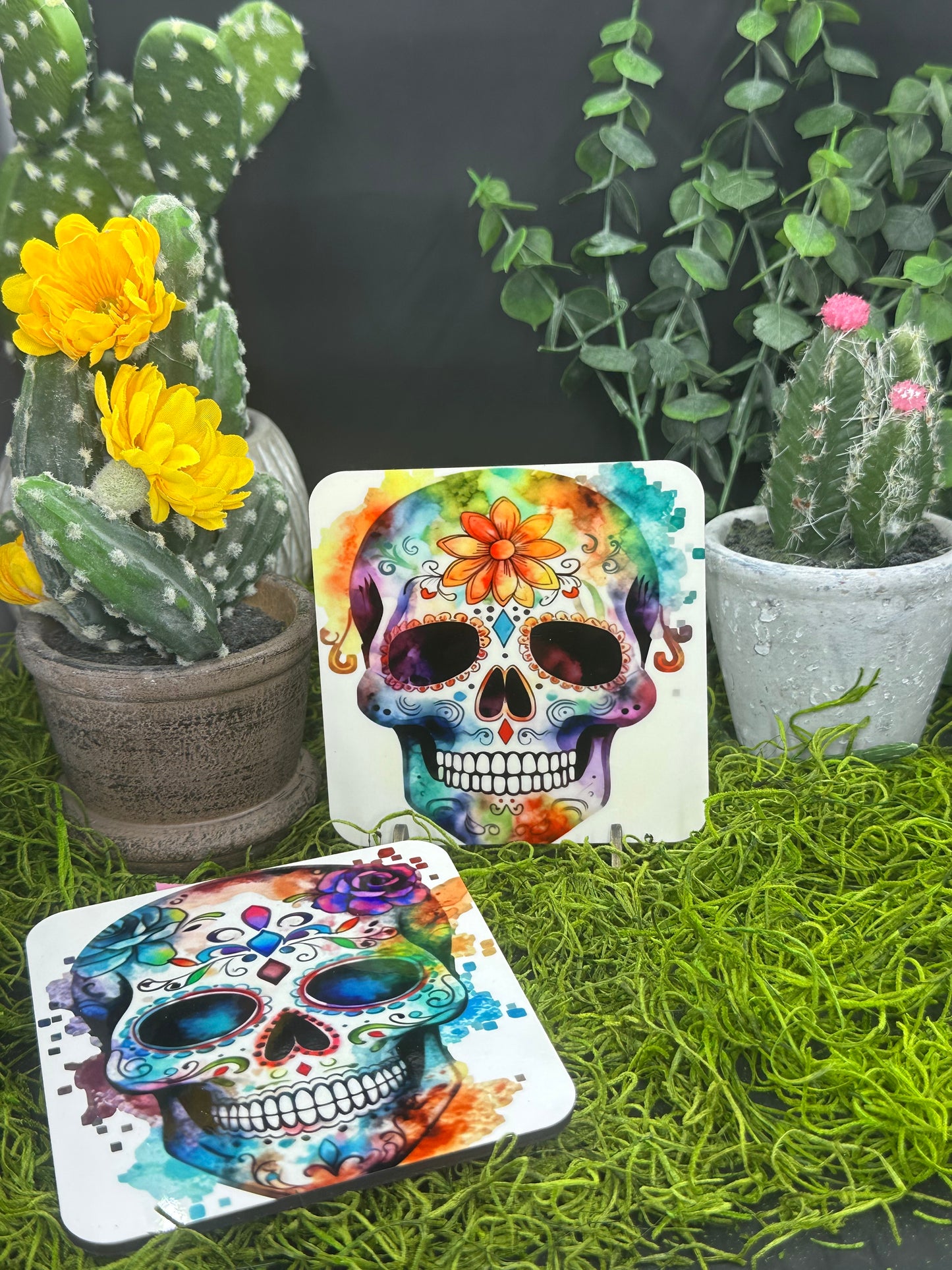 Floral Sugar Skull #1 PDF, Square Coaster