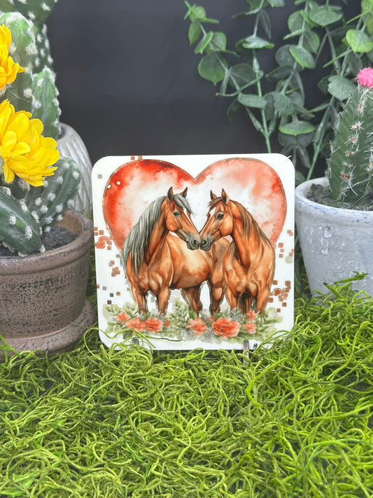 Horse Couple Heart #2 PDF, Square Coaster