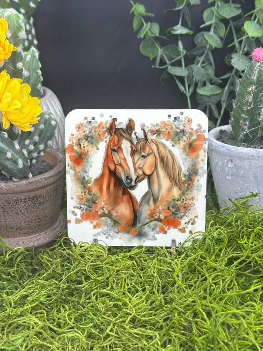 Horse Couple Heart #4 PDF, Square Coaster