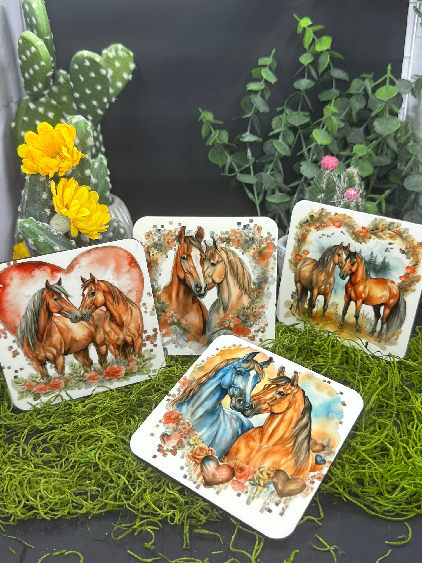 Horse Couple Heart #4 PDF, Square Coaster