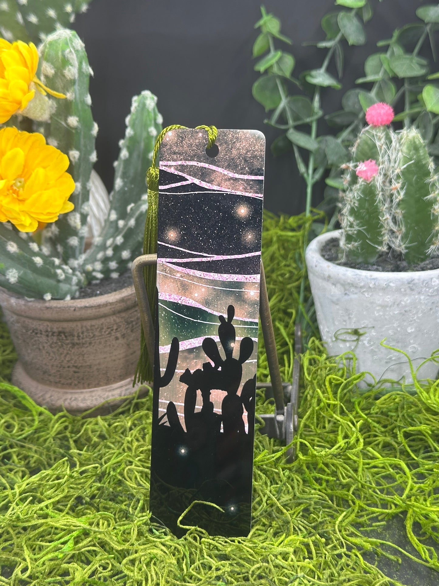 Cactus Night Gray Bookmark