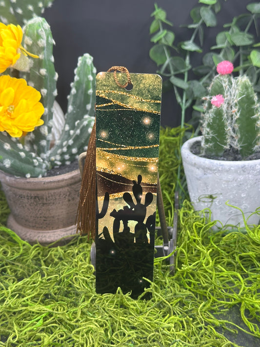 Cactus Night Brown Bookmark