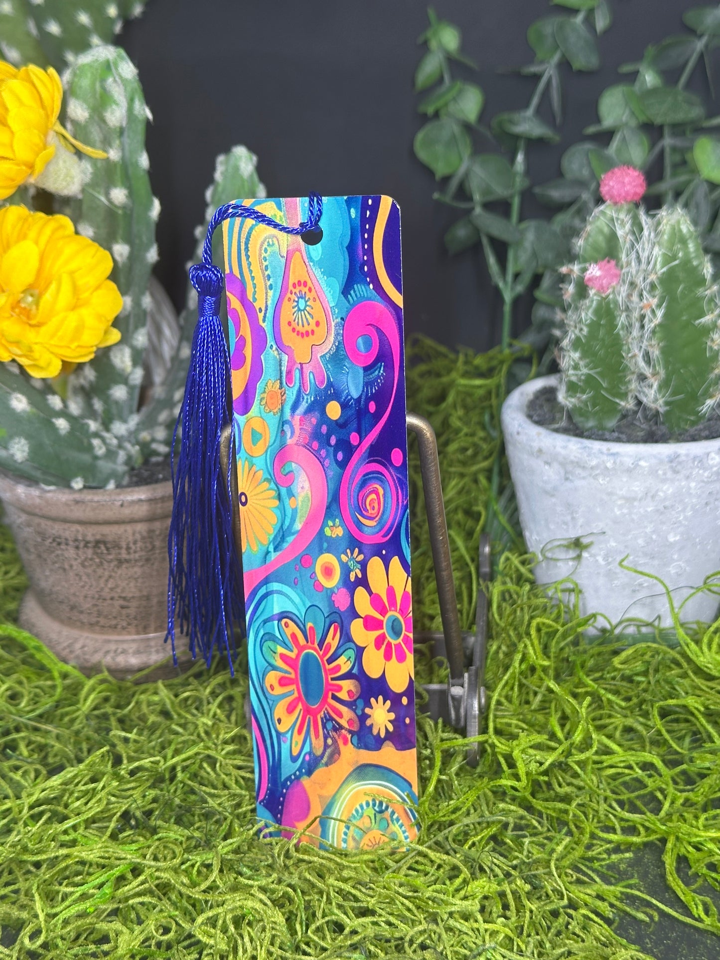 Hippy Flowers Jewel Tones Bookmark