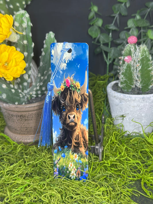 Blue Eyed Highland Cow Bookmark