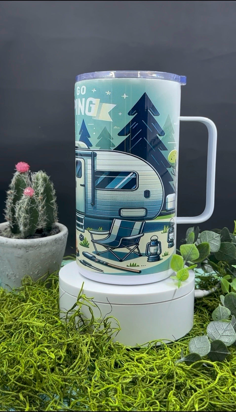 Let’s Go Camping Handled Tumbler