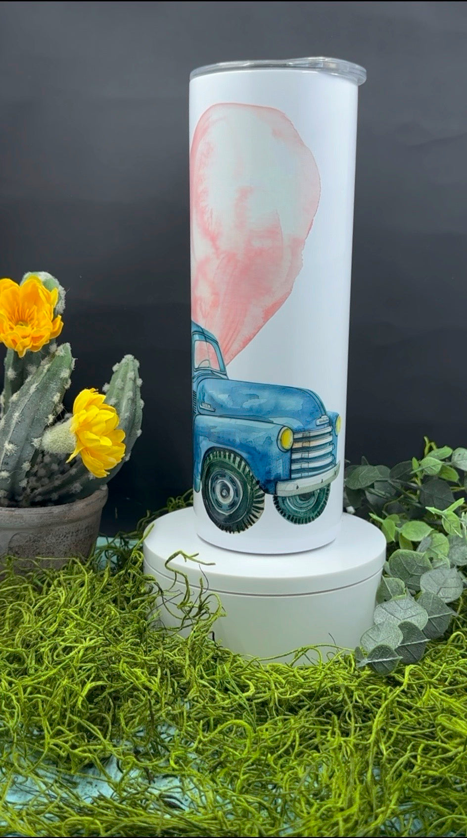 Old Blue Truck Cactus Skinny Tumbler