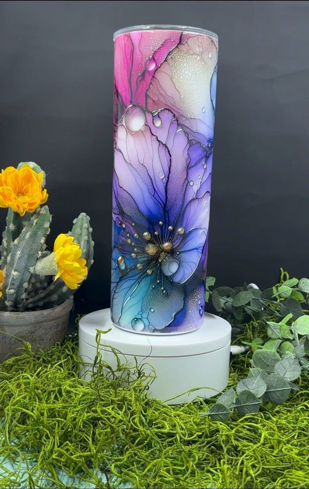 Jewel Tone Flowers Skinny Tumbler