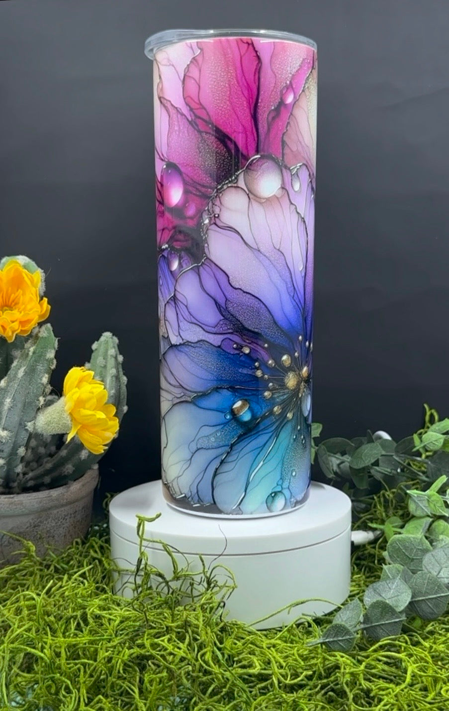 Jewel Tone Flowers Skinny Tumbler