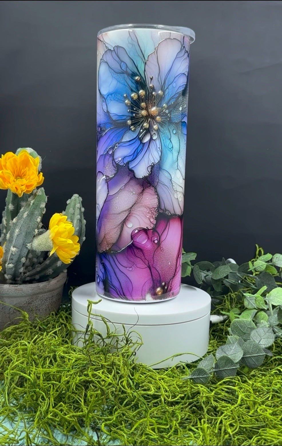 Jewel Tone Flowers Skinny Tumbler